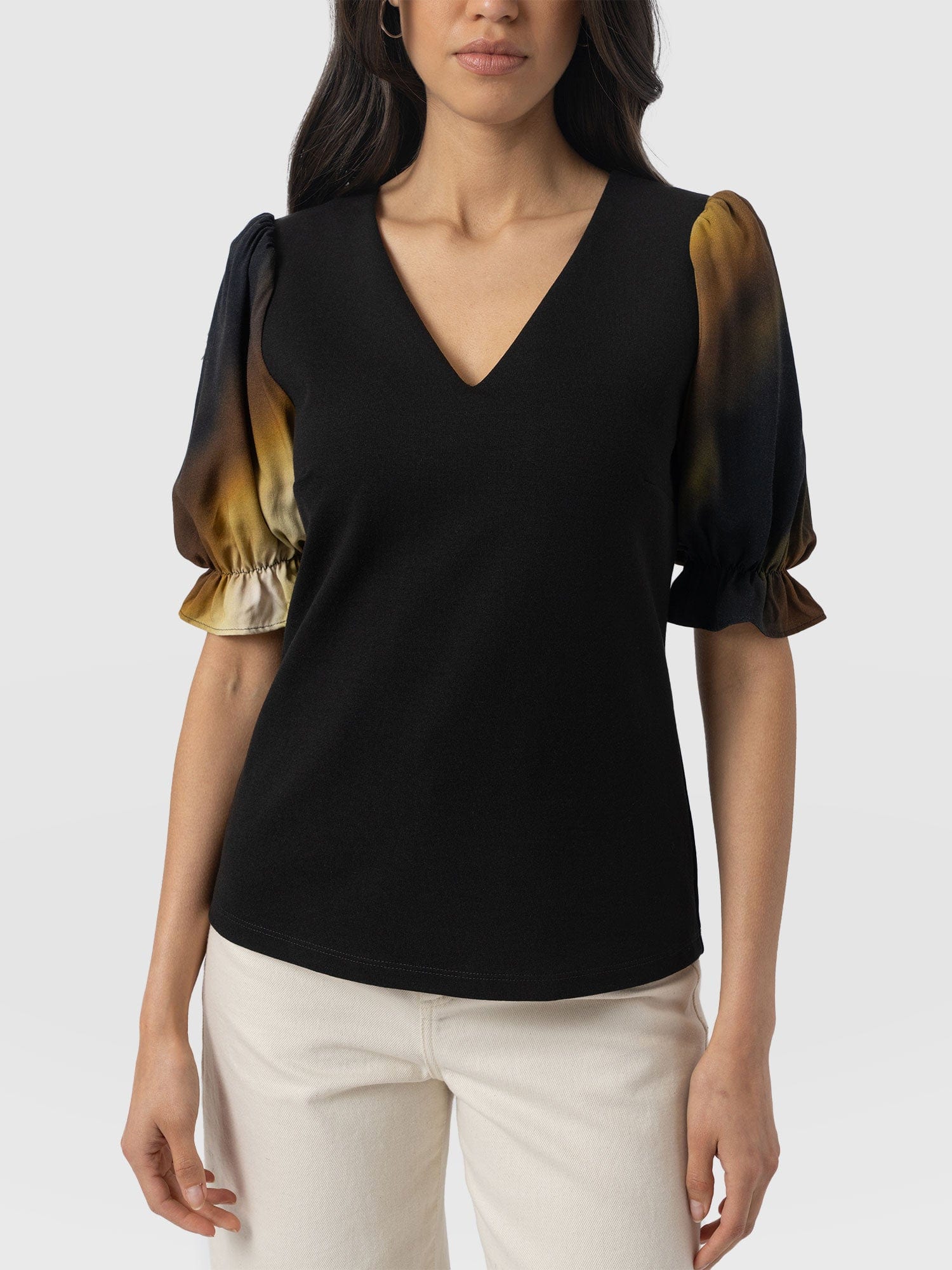 Tori Puff Sleeve Top - Yellow Gradient - Women's T-shirts | Saint + Sofia® USA